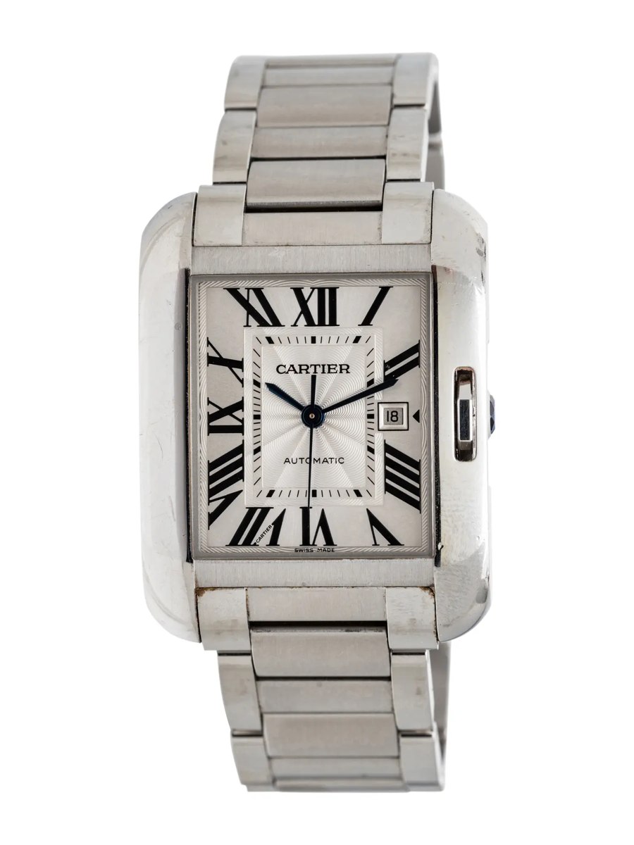 Front view of the Cartier Tank Anglaise reference 3511 wristwatch in stainless steel