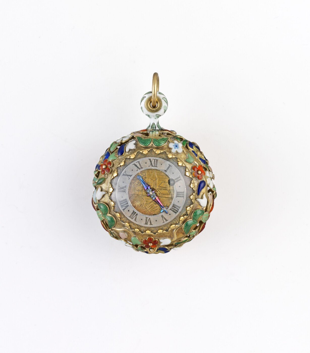 Openwork floral enamel watch with later Caille movement — M.33:1,2,3-2018; exact catalogue exterior view