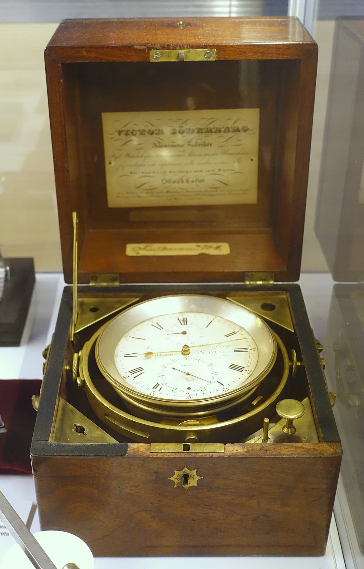Marine chronometer, Stockholm, 1845, TM44861 - Tekniska museet - Stockholm, Sweden - DSC01400