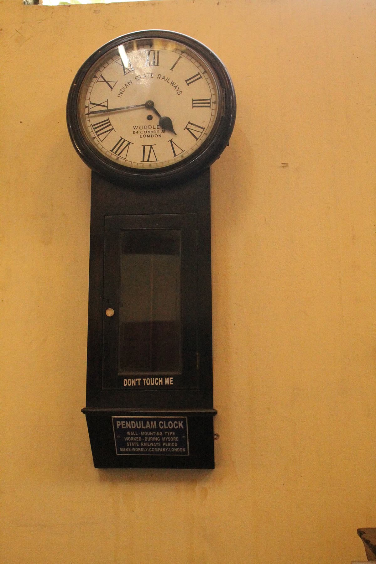 Pendulum wall clock used by Indian Railways, M.S.R Period