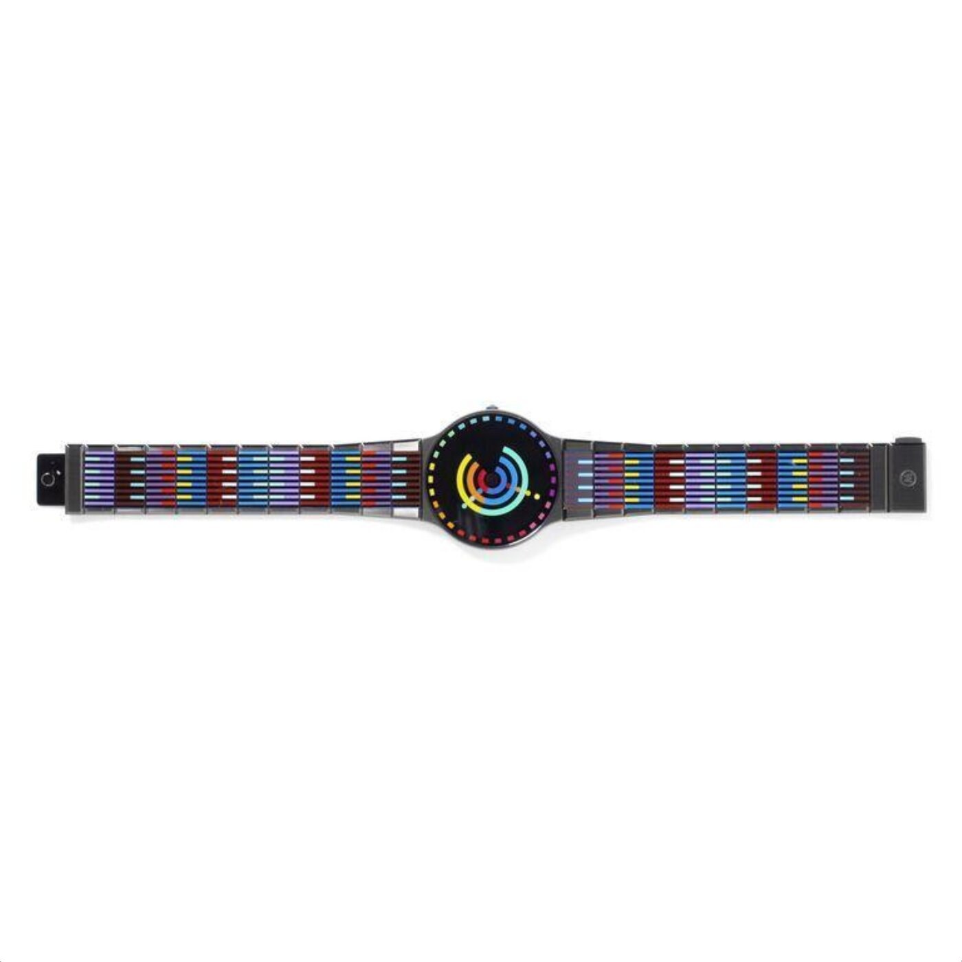 Front view of the Yaacov Agam for Movado wristwatch showing the multi-colored dot display.