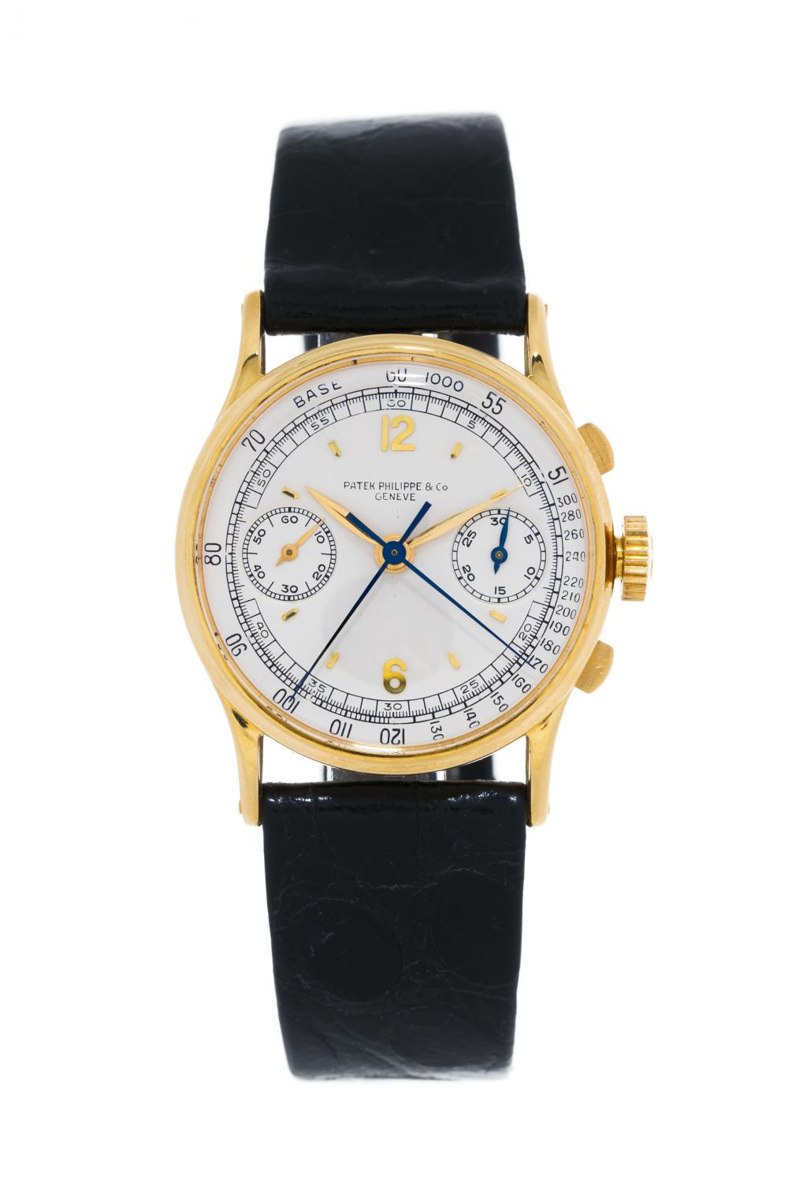 Patek Philippe ref. 1436 split-seconds chronograph wristwatch in 18k gold, circa 1940.