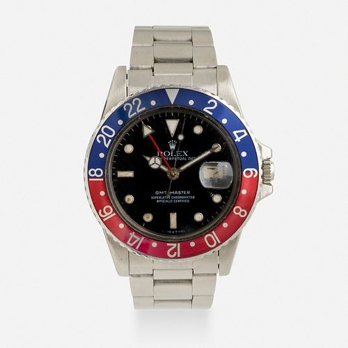 Front view of the Rolex GMT-Master 'Pepsi' Ref. 16710 showing dial, bezel, and steel bracelet