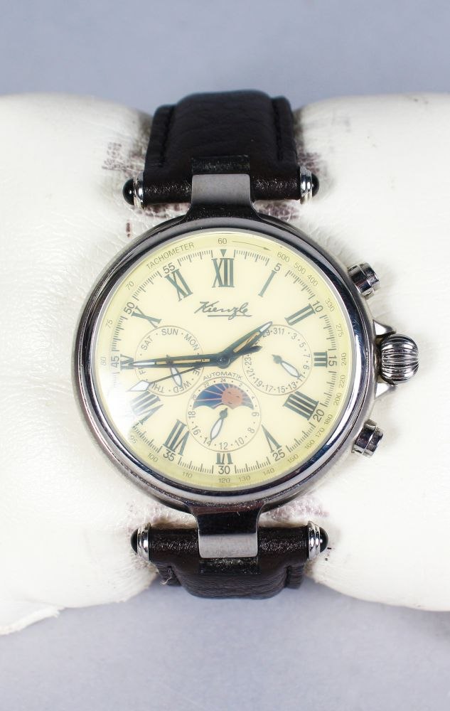 Von Kienzle 'The Da Vinci' wristwatch displayed on a white presentation cushion
